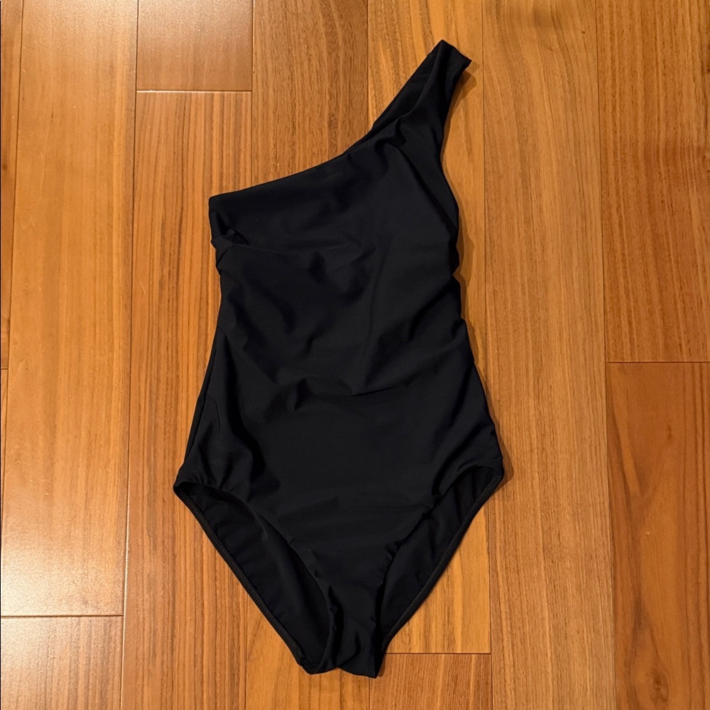 BONDI BORN Black One-Shoulder Swim One Piece
